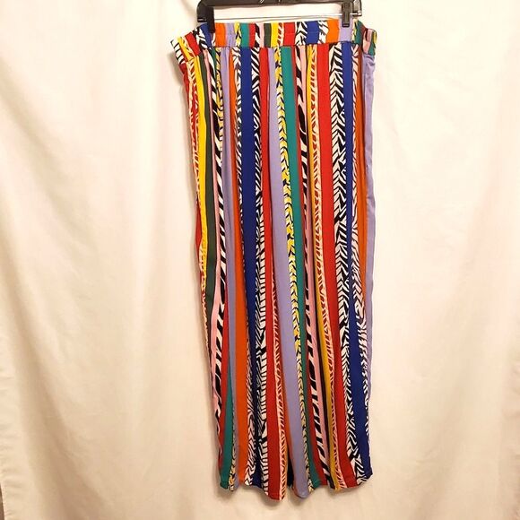 NWT ELOQUII Top & Pants Set Women's Size 16 Bright Multicolor Serenity Striped - Picture 10 of 15